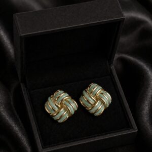 Stainless Steel ✨ Mint Green Knot Stud Earrings