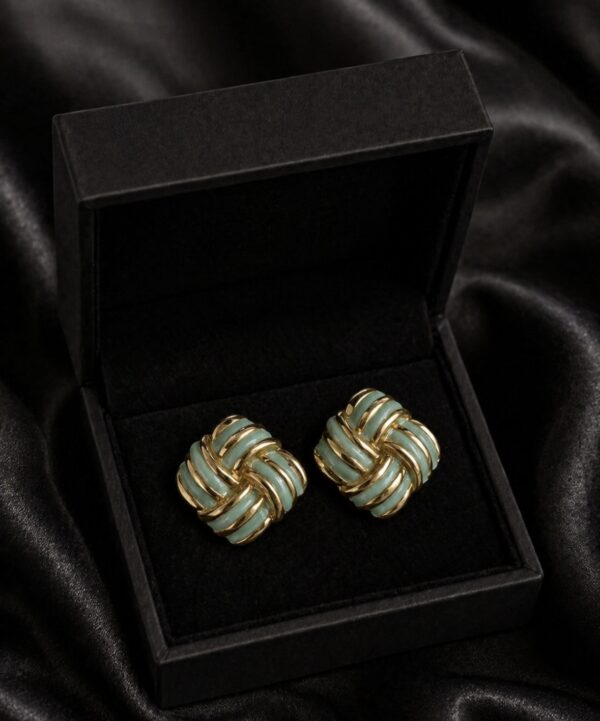 Stainless Steel ✨ Mint Green Knot Stud Earrings