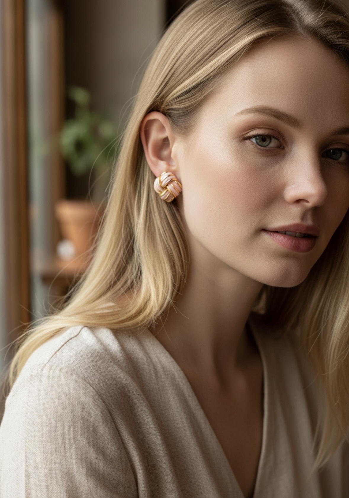 Stainless Steel ✨ Blush Knot Stud Earrings - Image 2