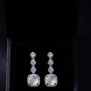 Luxury Silver Stone Drop Earrings (Zarcon)