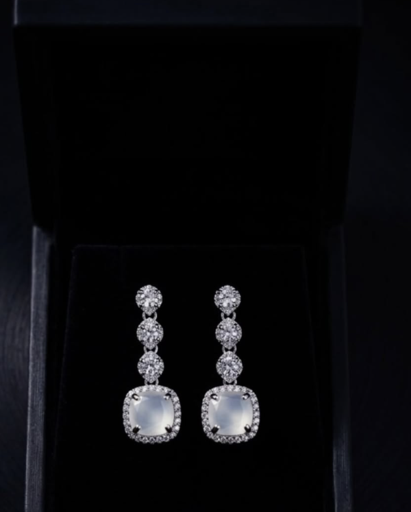 Luxury Silver Stone Drop Earrings (Zarcon)