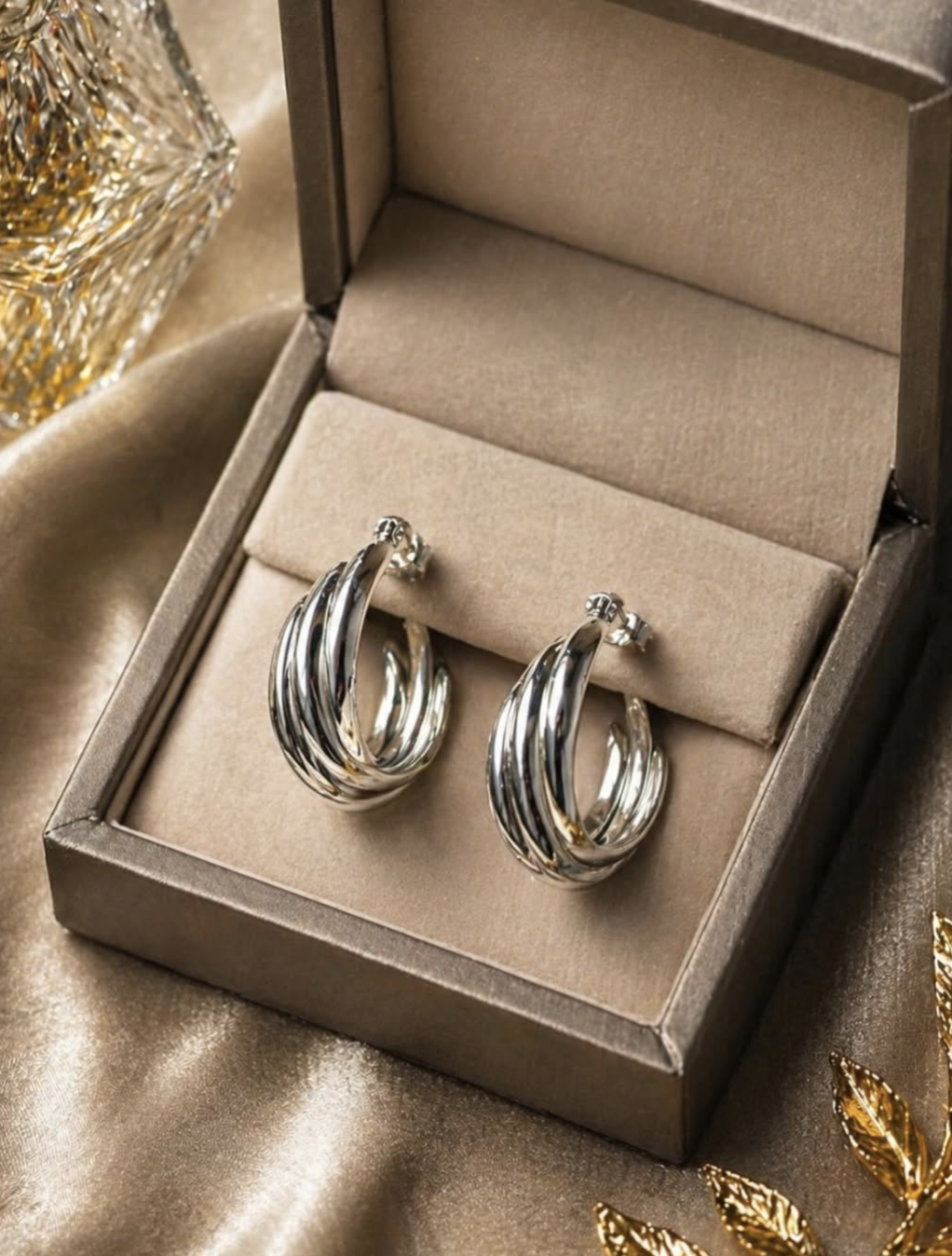 Silver Stainless Steel Earrings - Image 1