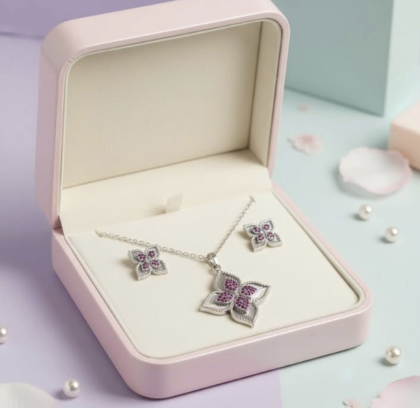 Butterfly Set - Pink/Silver
