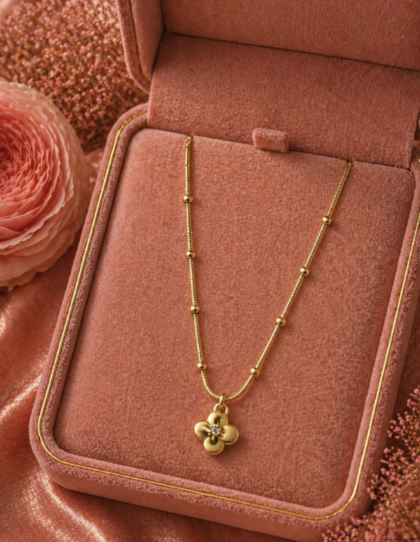 Golden Flower Charm Necklace