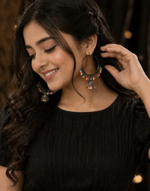 Multi-Color Jhumka Hoops - Image 2