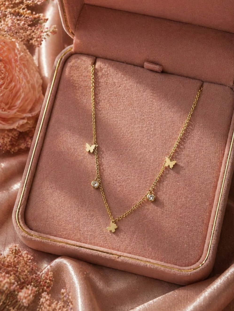 Golden Butterfly Charms Necklace - Image 1